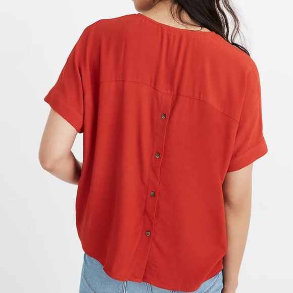 Madewell Drapey V-Neck Button-Back Top S - Picture 4 of 8